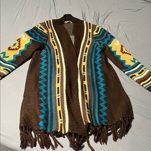 Magnolia Lane Brown and Blue Aztec Cardigan